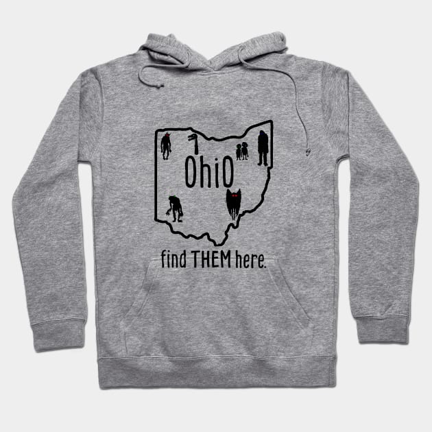 Ohio Cryptids, Find Them Here. Hoodie by The Curious Cabinet